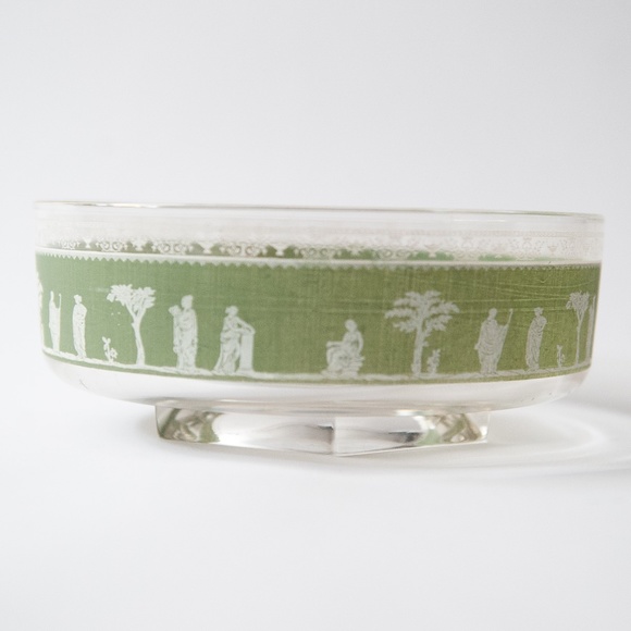 Vintage Jeanette Hellenic Jasperware Glass Bowl - Picture 1 of 9